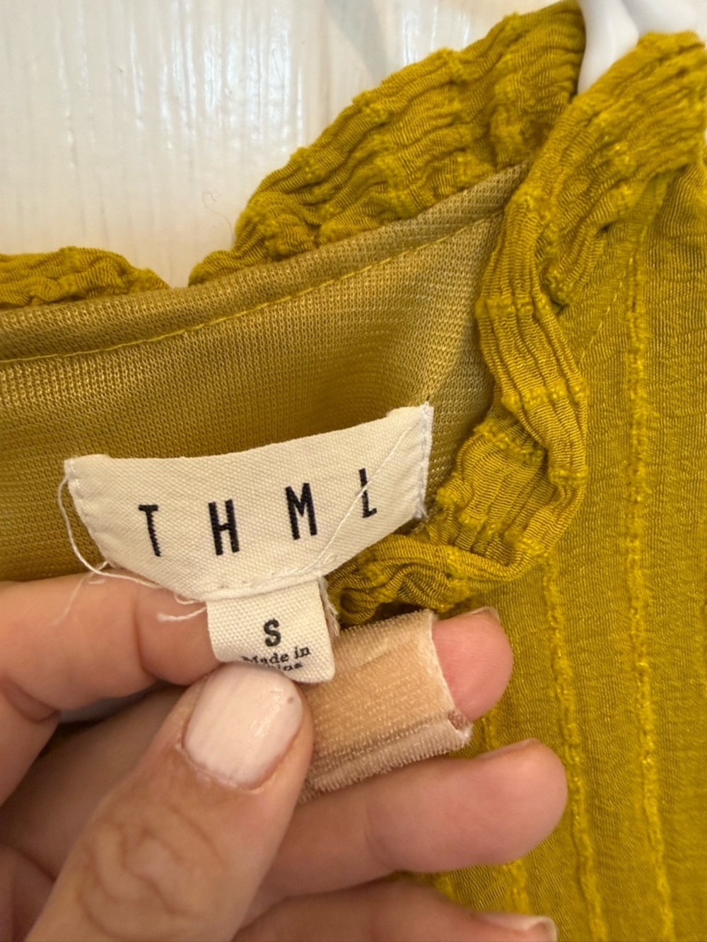 THML Chartreuse Ruffle Tank with Embroidery - Picture 2 of 3